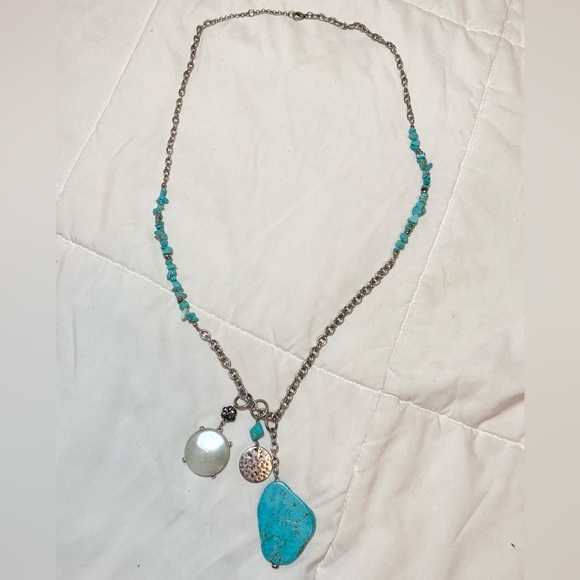 Long Turquoise Necklace with Charms - Picture 2 of 6
